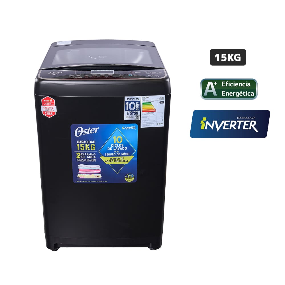 Lavadora OSTER Carga Superior 15Kg OS-PWSMD15WBSI Black Inox Lavadora OSTER Carga Superior 15Kg OS-PWSMD15WBSI Black Inox