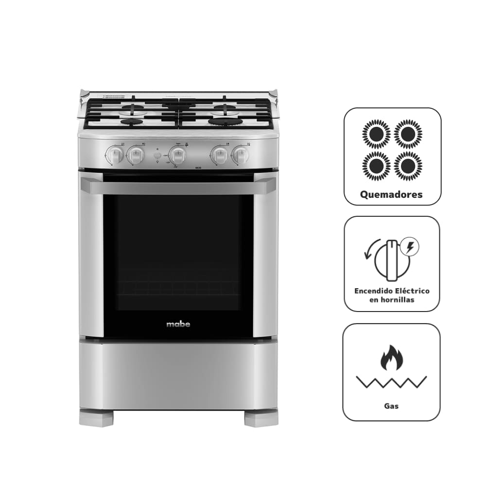 Cocina a Gas MABE 4 Quemadores CMP6020FG1 Silver