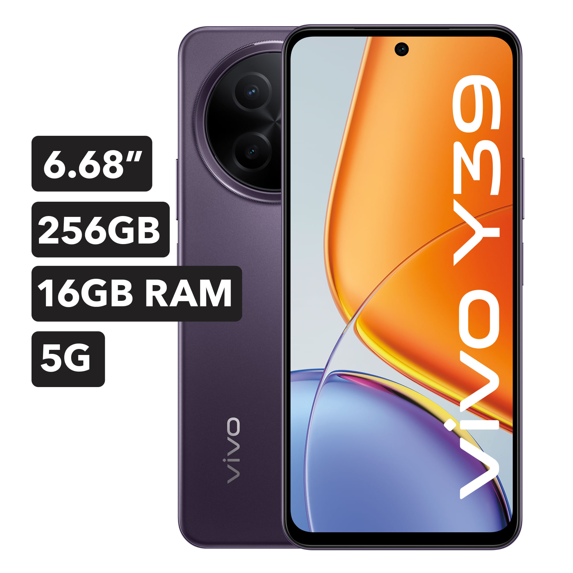 Smartphone VIVO Y39 5G 6.68"" 8GB 256GB 50MP + 2MP Púrpura