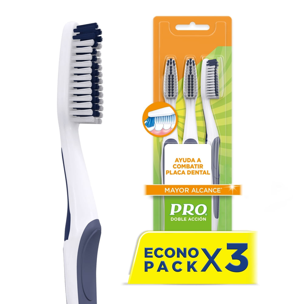 Cepillo Dental PRO Doble Acción Mayor Alcance Blíster 3un Cepillo Dental PRO Doble Acción Mayor Alcance Blíster 3un