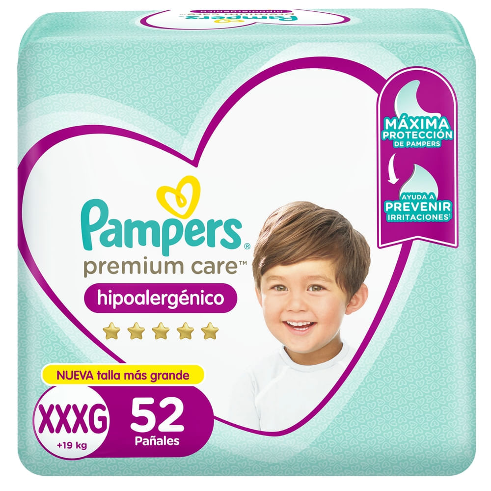 Pañales PAMPERS Premium Care Hipoalergénico Talla XXXG 52un Pañales PAMPERS Premium Care Hipoalergénico Talla XXXG 52un