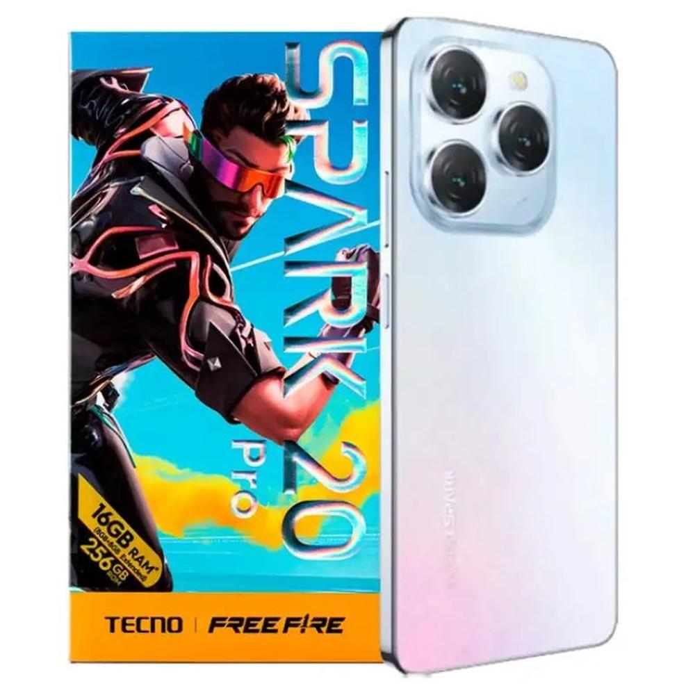 Smartphone Tecno Spark 20 PRO KJ6 256GB ROM 16GB RAM 8GB 8GB RAM EXTENDIDA FROSTY IVORY