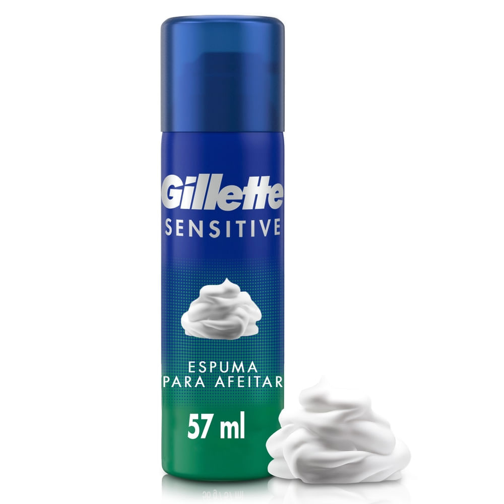 Espuma de Afeitar GILLETTE Sensitive para Hombres con Piel Sensible Frasco 57ml Espuma de Afeitar GILLETTE Sensitive para Hombres con Piel Sensible Frasco 57ml