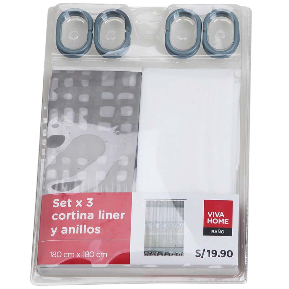 Set de Cortinas de Baño VIVA HOME Liner G 3un