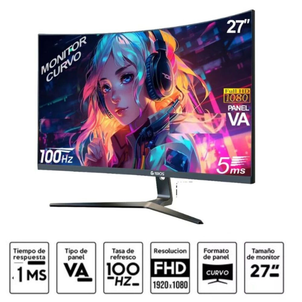 Monitor Teros 27   Resolución FHD  Curvo  100 Hz