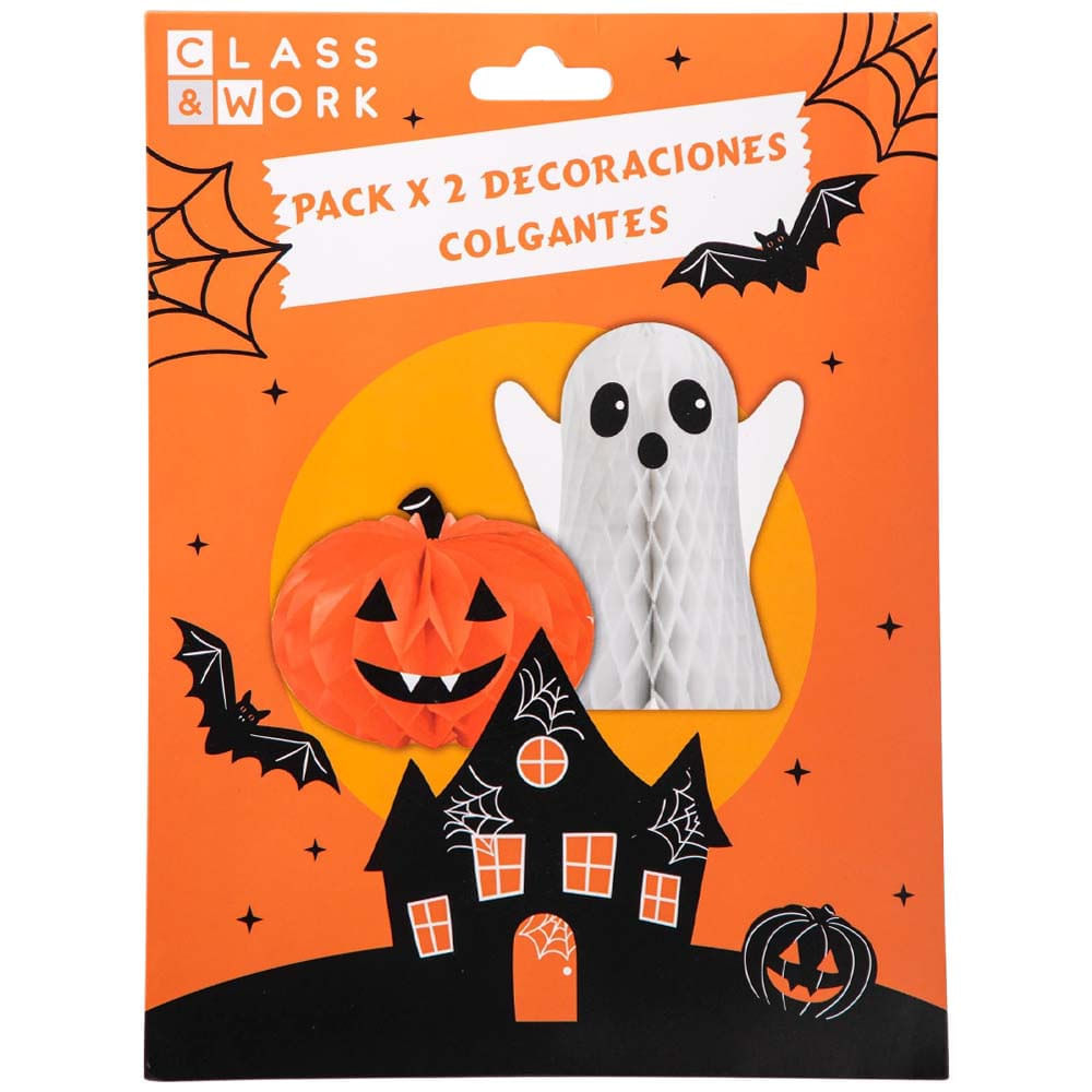Pack de Decoración fantasmas y calabaza CLASS&WORK pack 2un