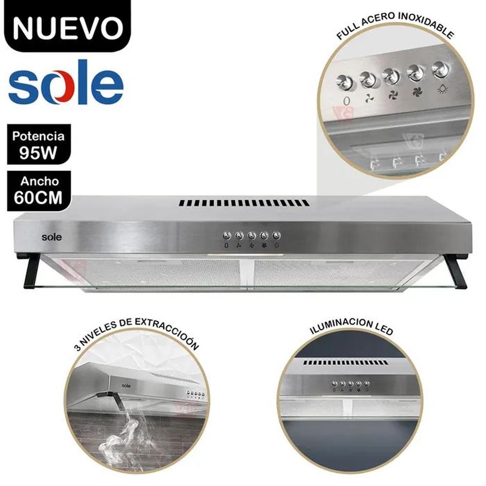 Campana Extractora Roma Acero Inoxidable 60cm Sole TURE15