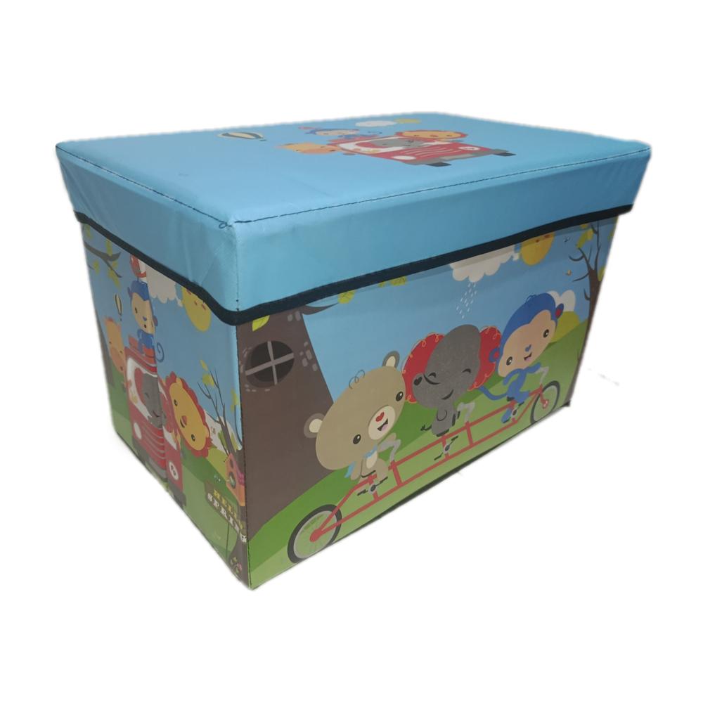 Caja Puff Organizador Multiusos Juguetes Celeste zoo