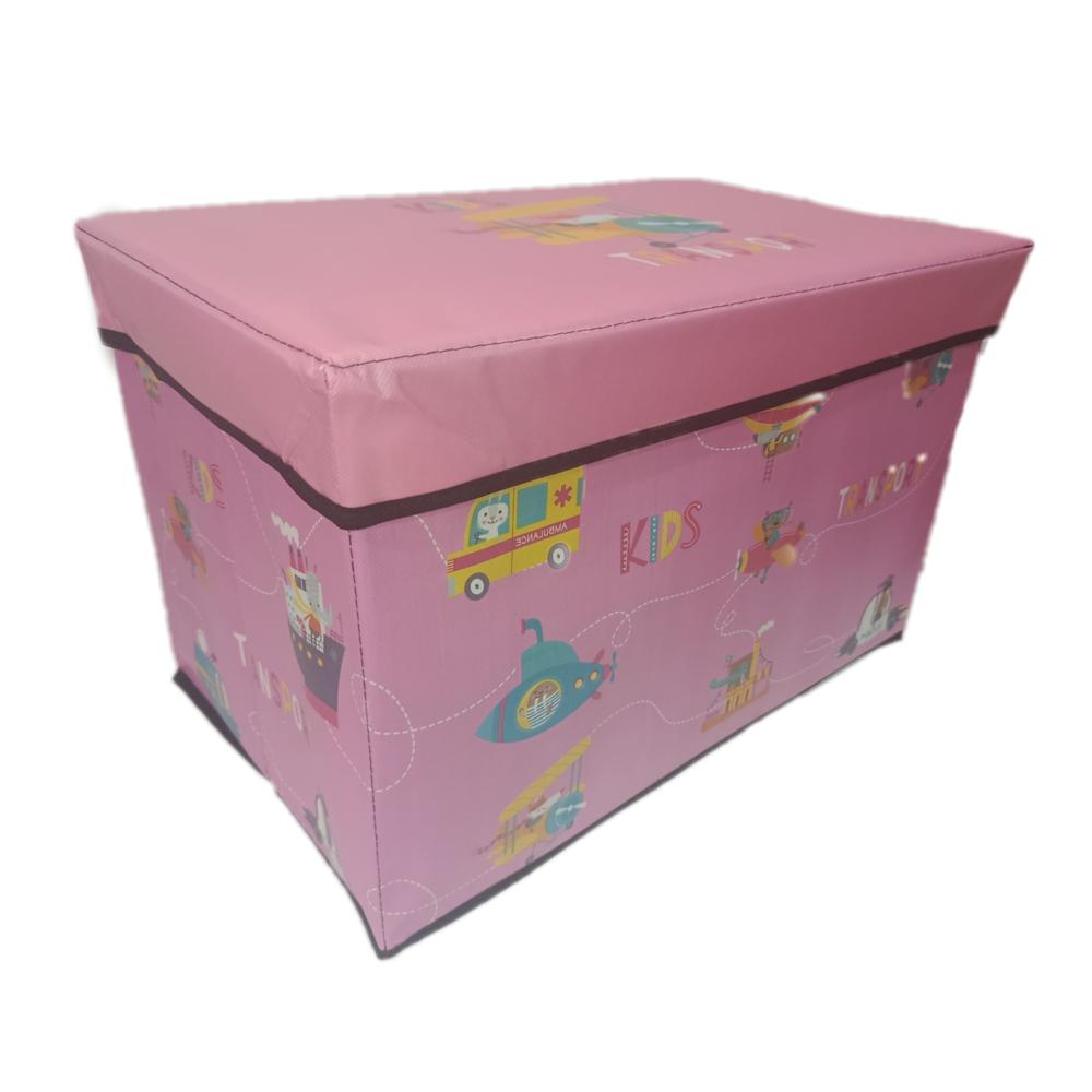 Caja Puff Organizador Multiusos Juguetes Rosa Avioneta