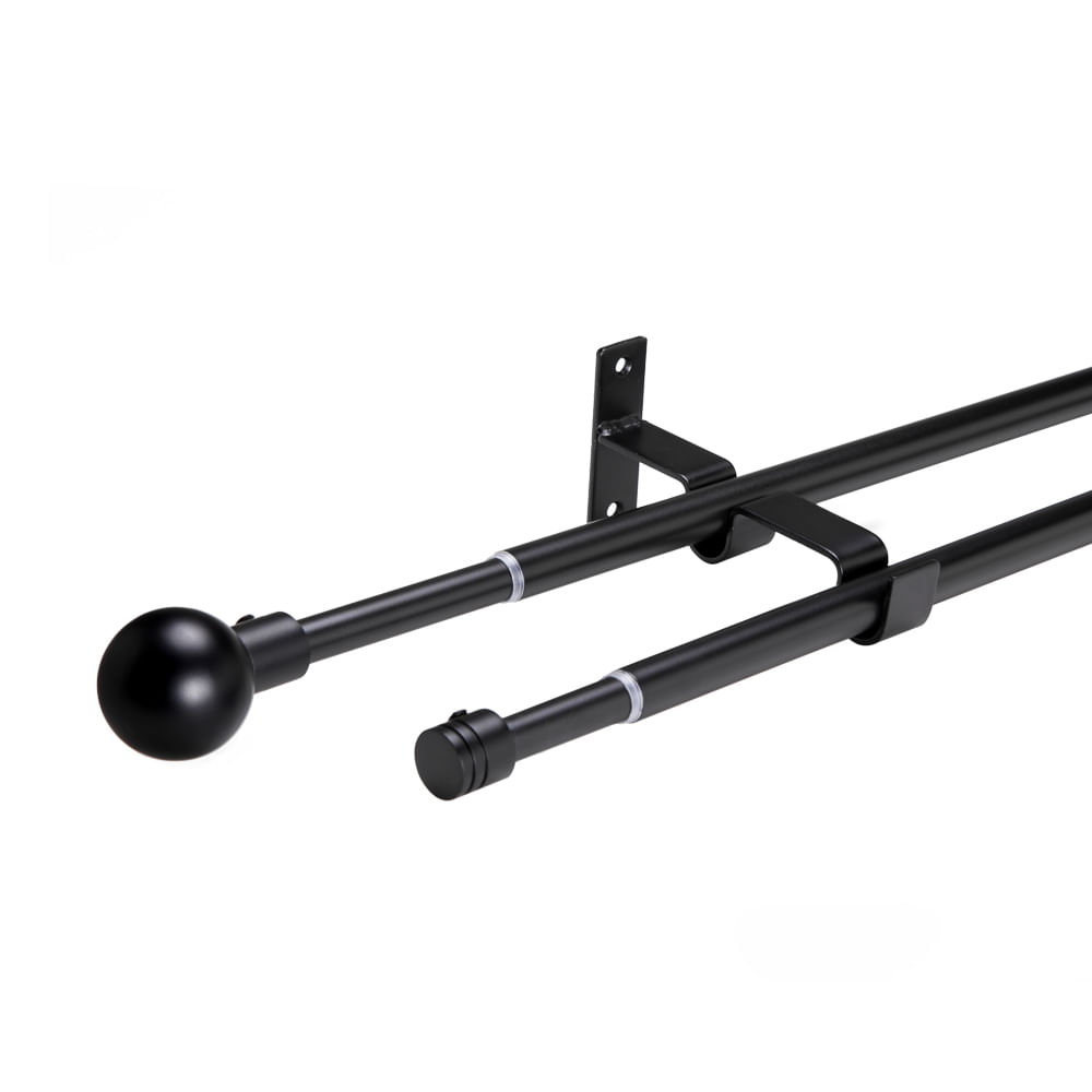Pack Cortinero Doble Extensible Aura 13-16 mm 160-250 cm Bola Negro Pack Cortinero Doble Extensible Aura 13-16 mm 160-250 cm Bola Negro