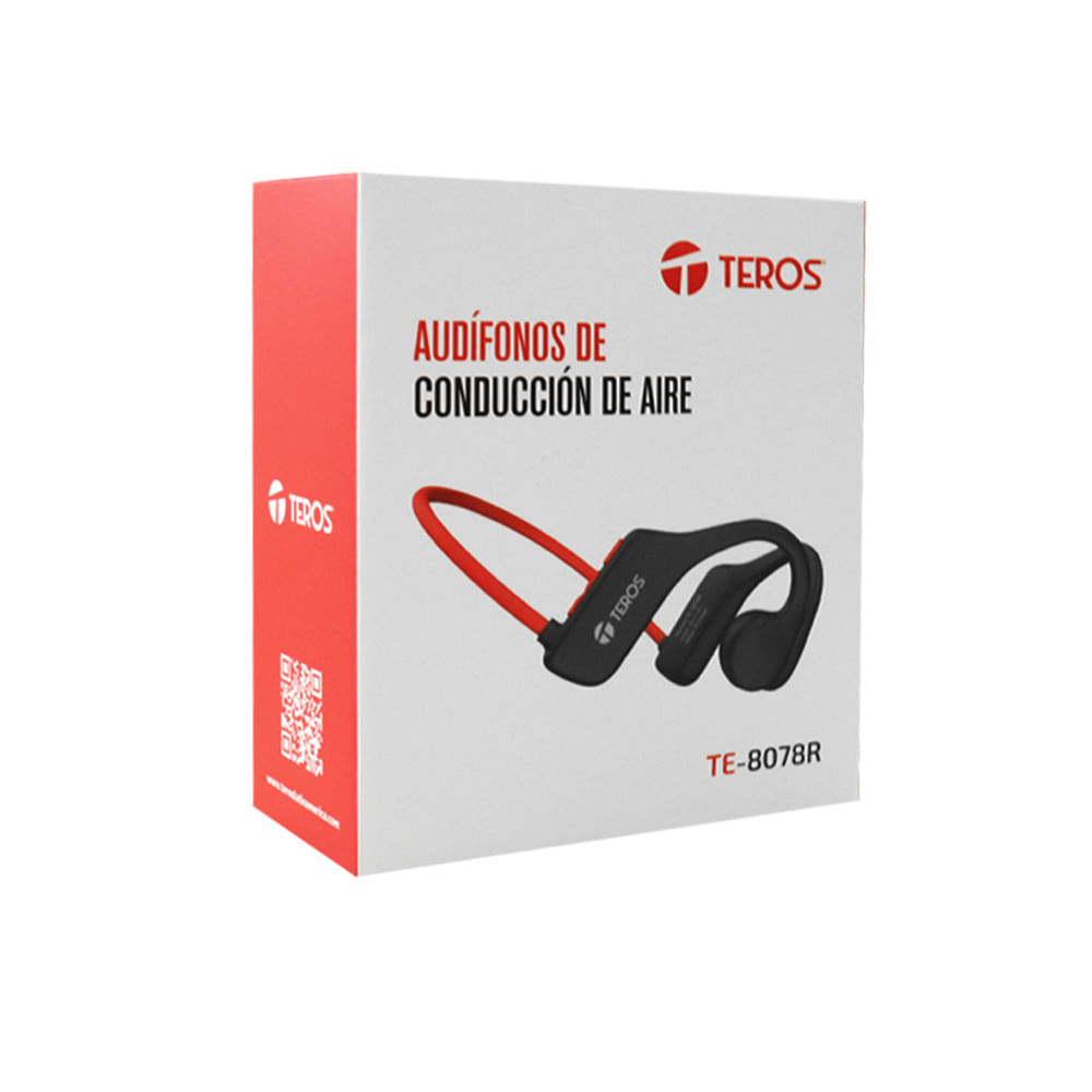 Audífonos Teros TE-8078R Bluetooth de conducción de aire color rojo y gris - sonido envolvente Audífonos Teros TE-8078R Bluetooth de conducción de aire color rojo y gris - sonido envolvente