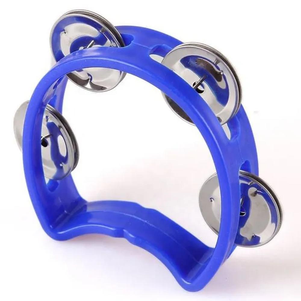 Pandereta azul de 4 chapas para niño.