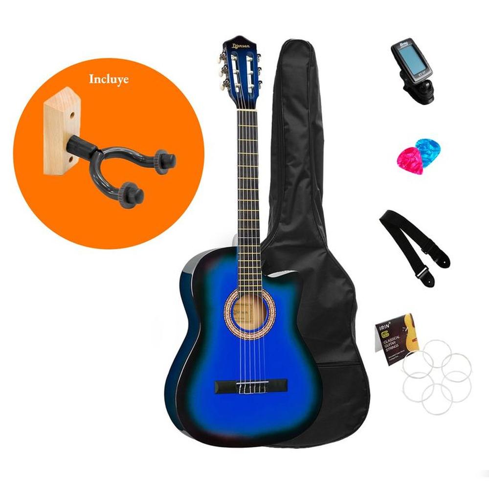 Pack Guitarra Acústica Azul Djersen con Parante