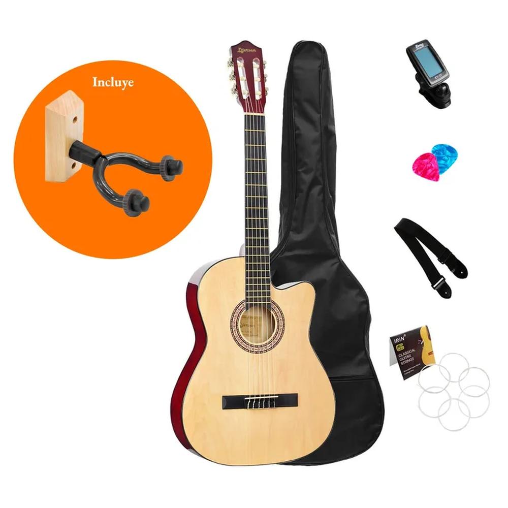 Pack Guitarra Acústica Natural Djersen con Parante