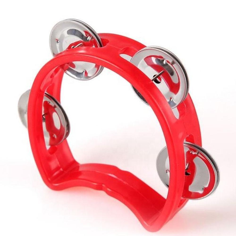 Pandereta roja de 4 chapas para niño.