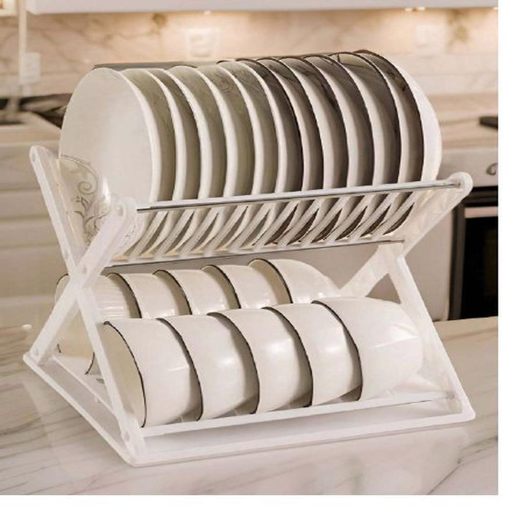 Escurridor De Platos Con Diseño En X Color Blanco