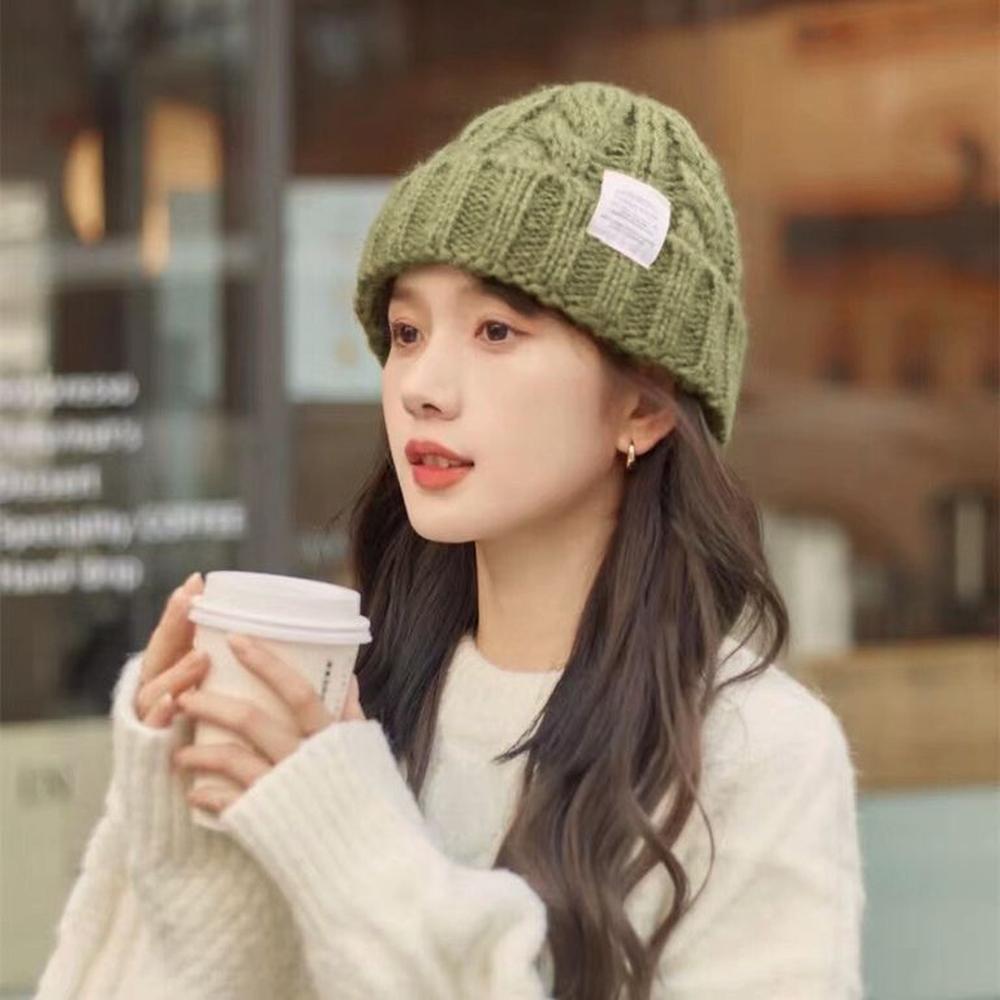 Chunky Beanie Kpop Gorro Trenzado Mujer  VERDE
