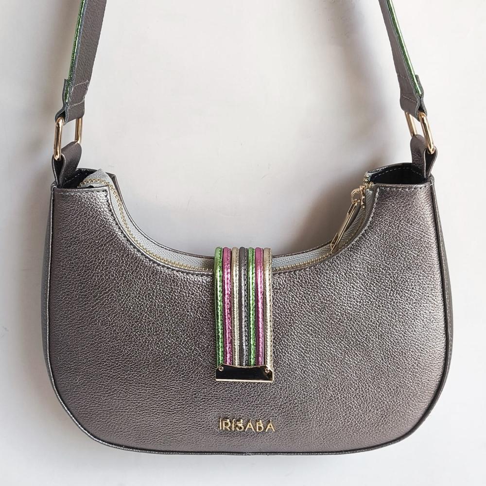 CARTERA DE CUERO IRSABA PARA MUJER IRIS PLATEADO