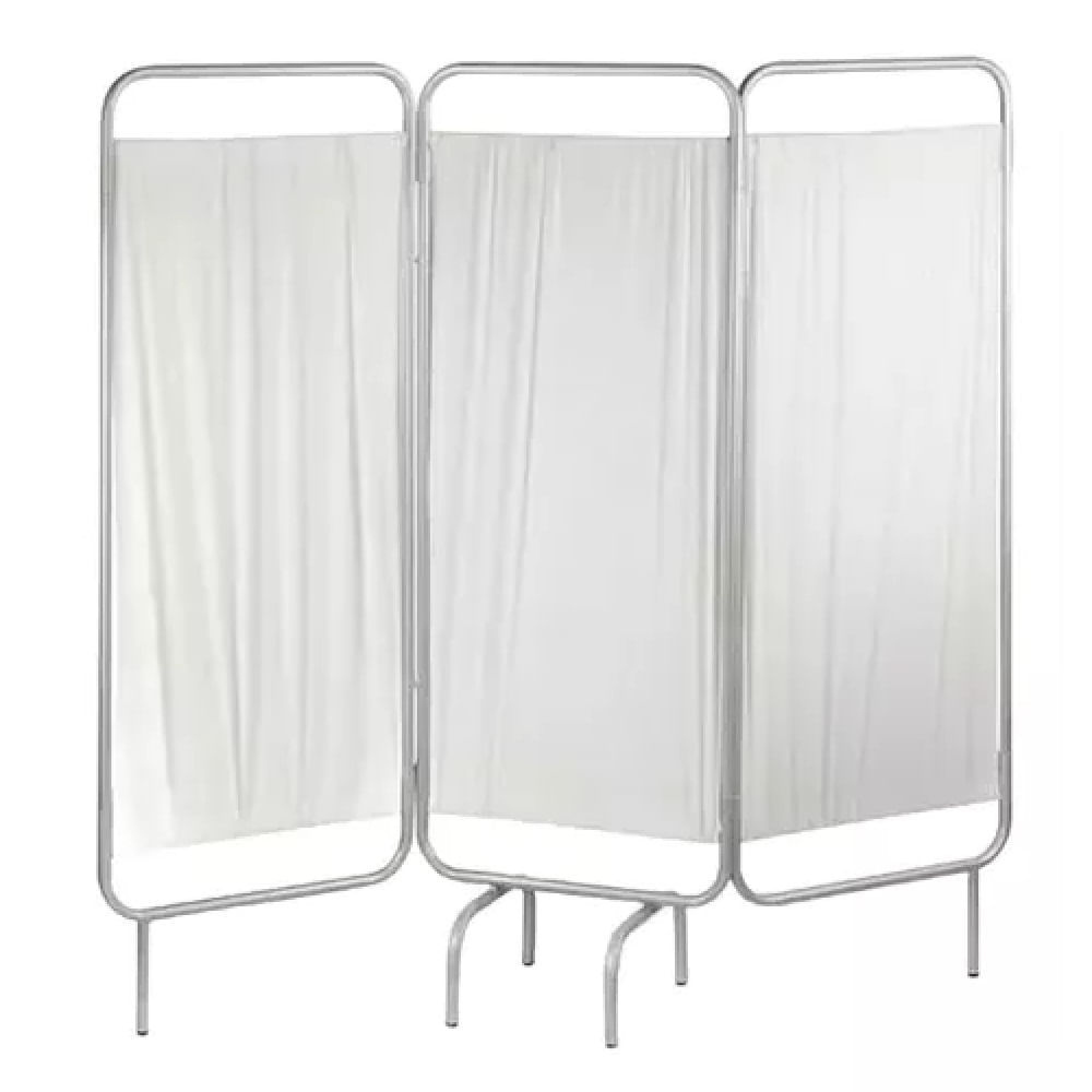 Biombo Metálico de 3 Cuerpos con Tela Blanco
