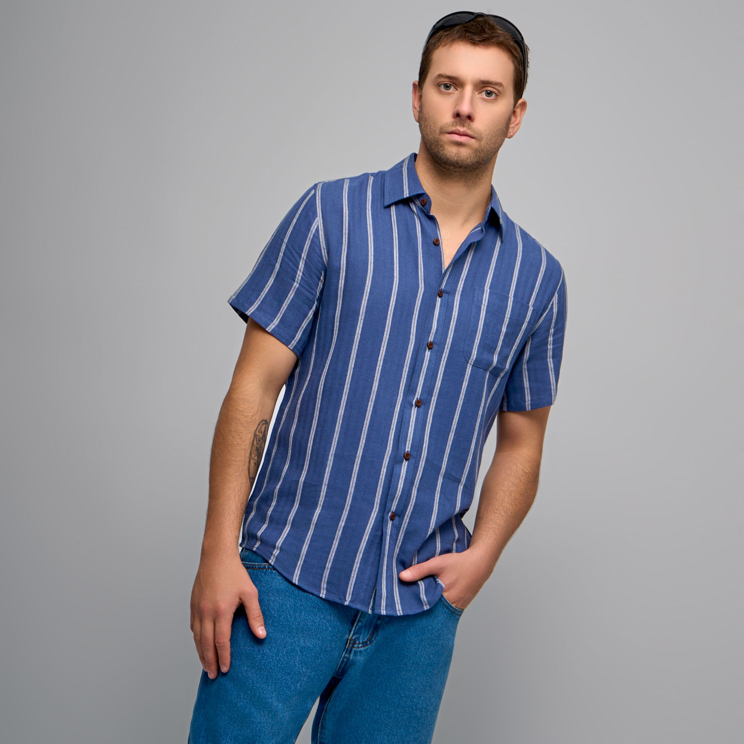 Camisa Hombre Aereal Rayas Vert