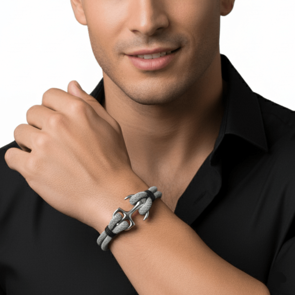 Brazalete Pulsera para Hombre Modelo Naútico Plata x 21cm