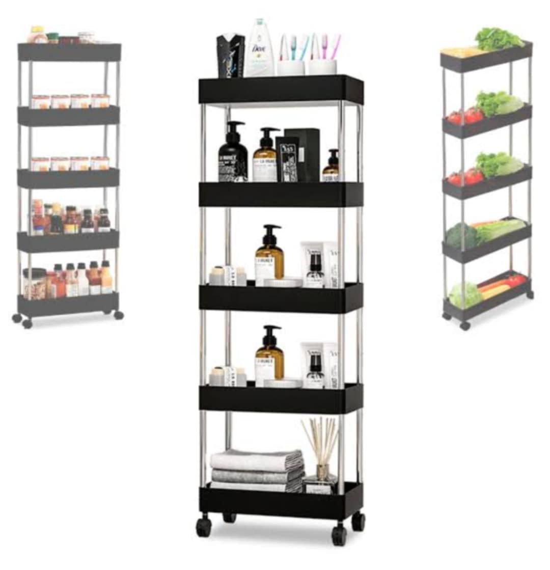 Carrito de Cocina 5 Niveles Estante Organizador con Ruedas Hogar Baño Negro