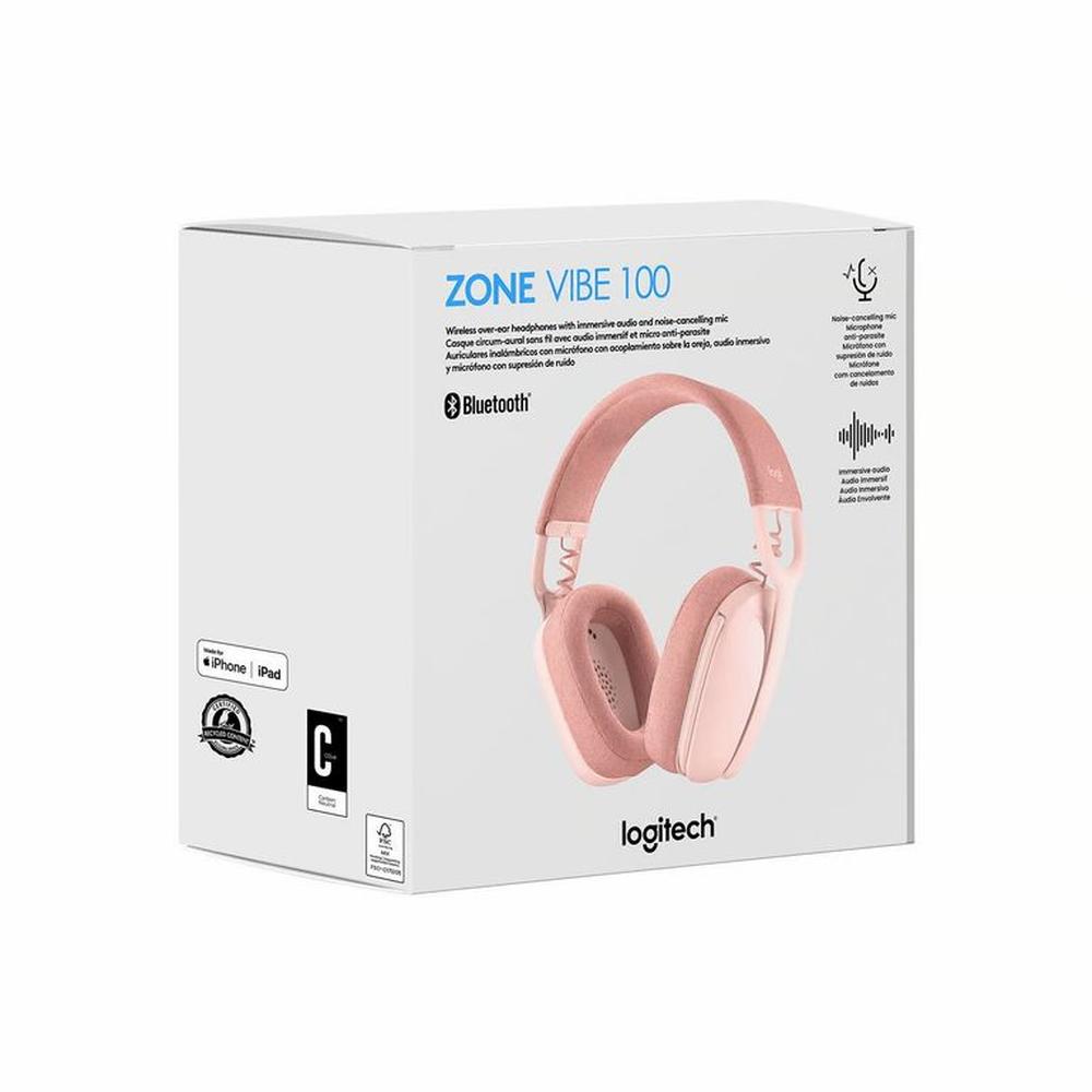 AUDIFONO C/MICROF. LOGITECH ZONE VIBE 100 BLUETOOTH ROSE (981-001223)