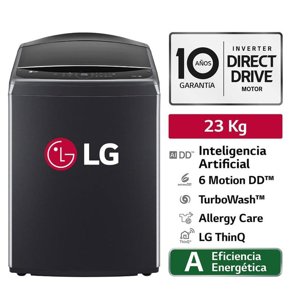 Lavadora 23Kg AI DD Carga Superior Negro Plateado LG WT23PBVS6