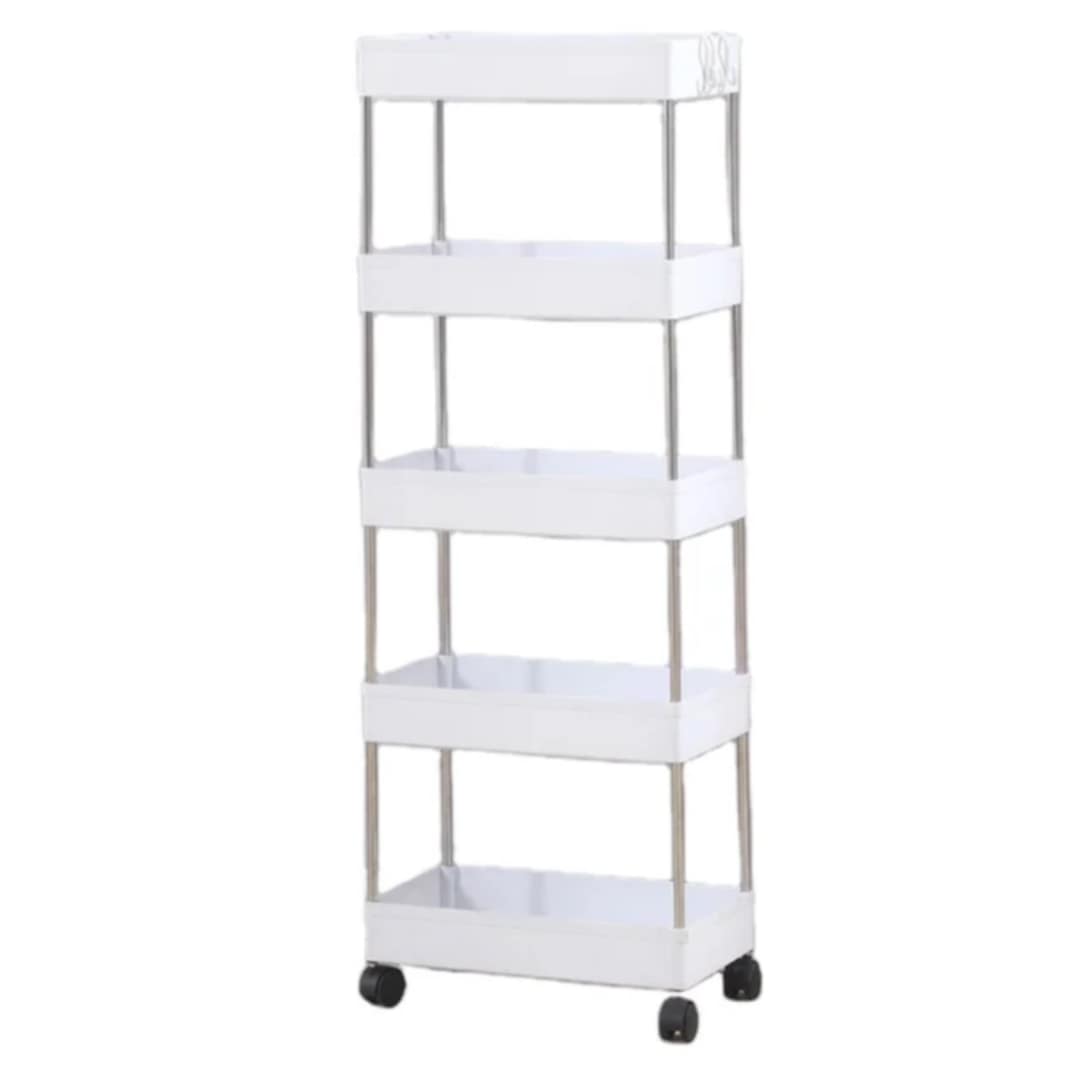 Carrito de Cocina 5 Niveles Estante Organizador con Ruedas Hogar Baño Blanco
