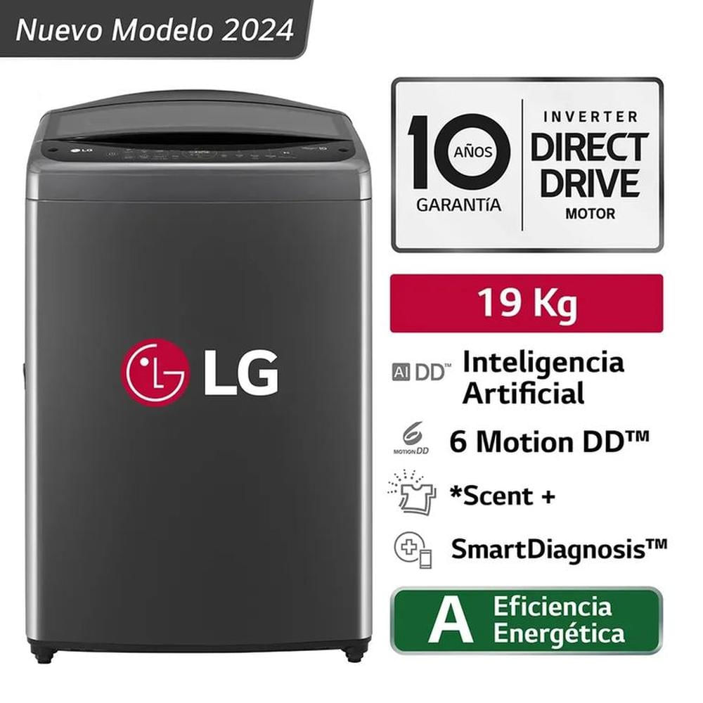 Lavadora 19 Kg Ai DD Carga Superior Negro Claro LG WT19BV6T