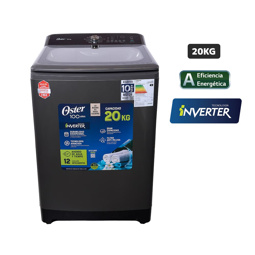 Lavadora OSTER Carga Superior 20Kg OS-PWSMDW20SI Black Inox Lavadora OSTER Carga Superior 20Kg OS-PWSMDW20SI Black Inox