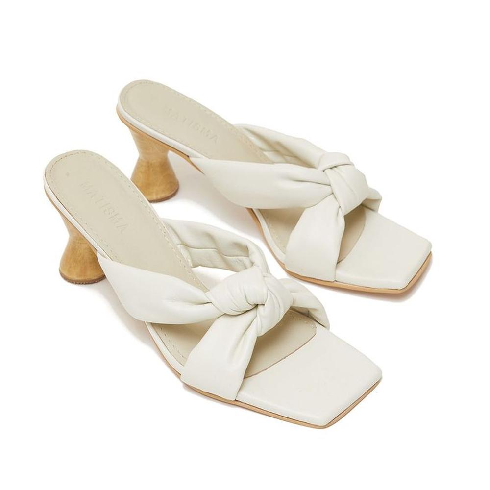 Sandalias Con Taco Para Mujer Matisma Astra Hueso. 35.5 Hueso