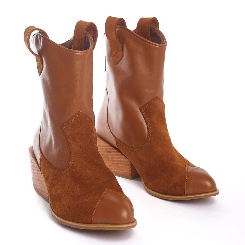 Botines Vaqueros Cortos Para Mujer Matisma Verna Camel 39.5 Camel