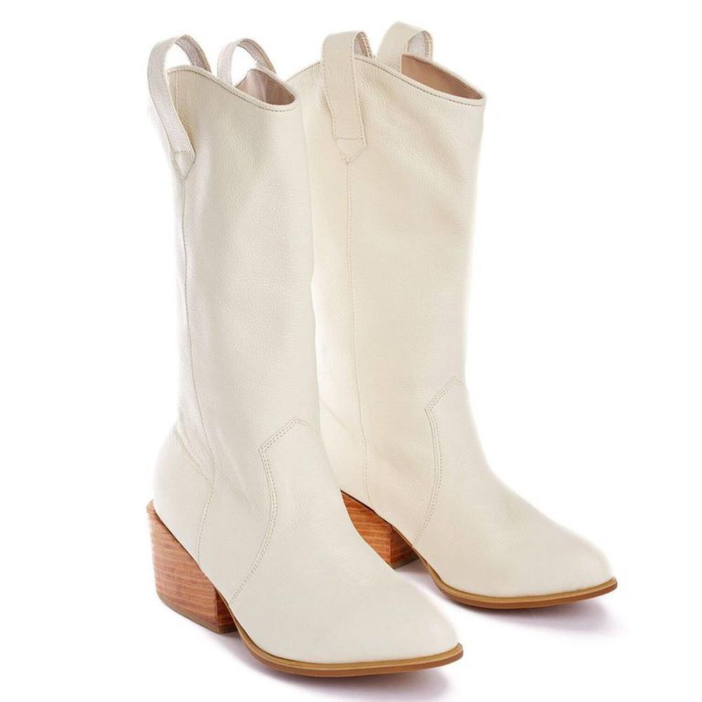 Botas Vaqueras Altas Para Mujer Matisma Málaga Hueso 39.5 Hueso