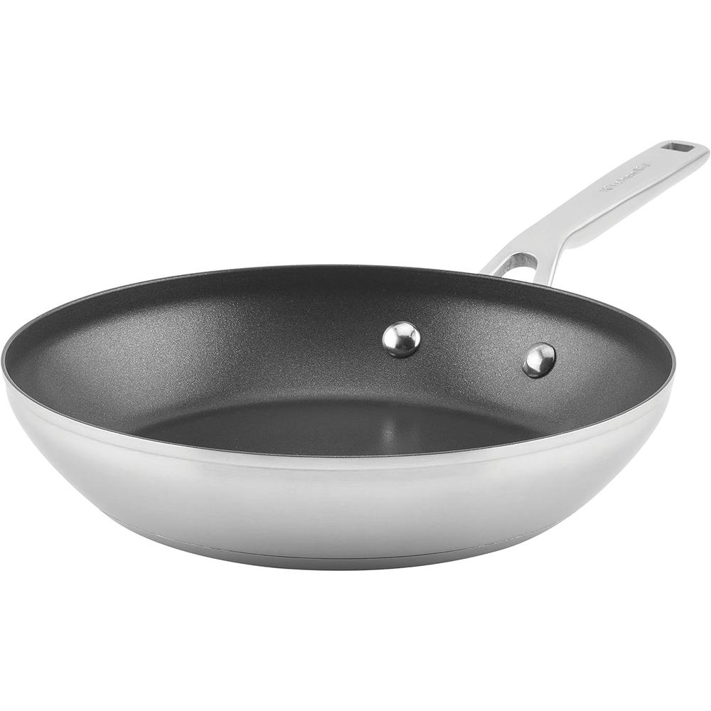 KitchenAid sartén 24 cm, acero inoxidable cepillado con base 3 capas ...