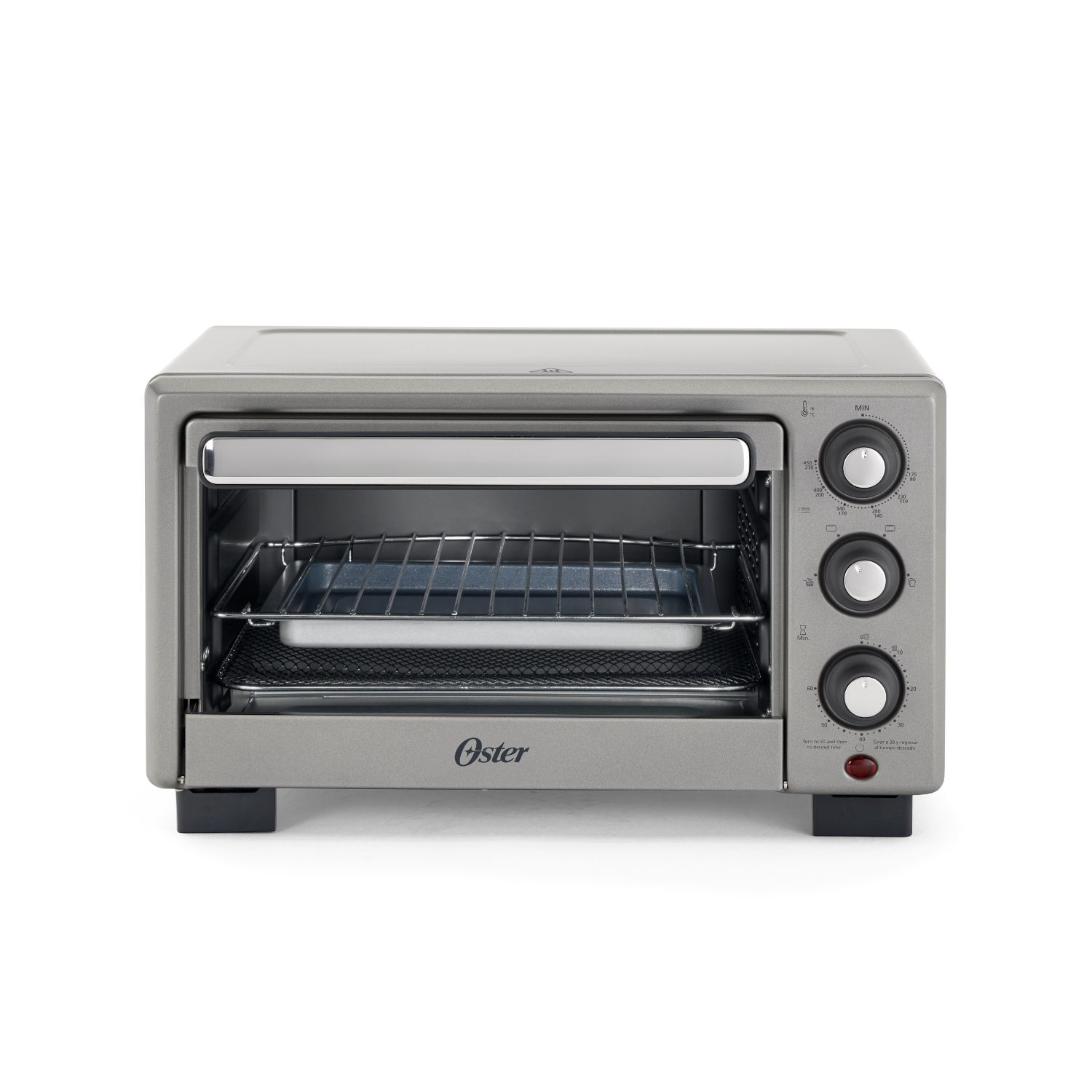 Horno Eléctrico De 17L Oster Con Freidora De Aire y Recubrimiento Diamondforce Gris