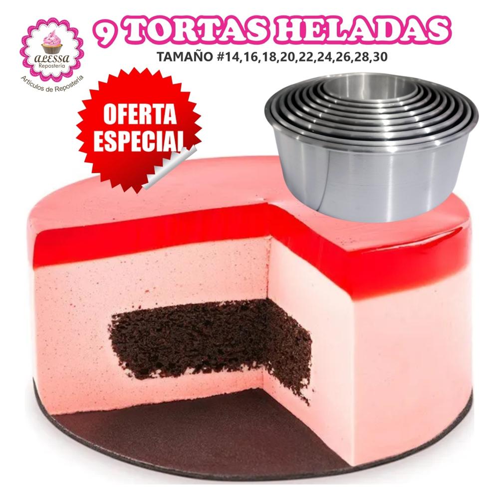 Set Premium de 9 Moldes de Torta Helada para Repostería del 14 al 30