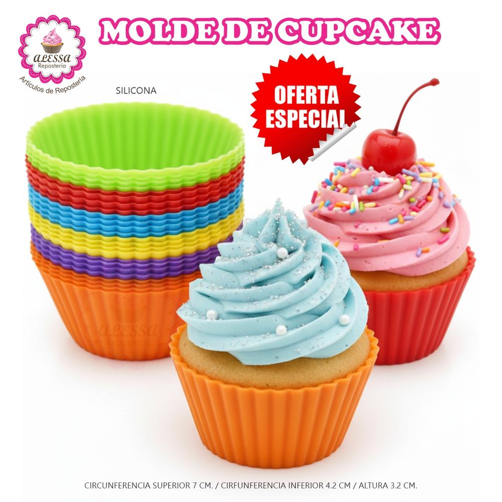 12 Moldes de Cupcake de Silicona Número 7 Antiadherentes y Reutilizables