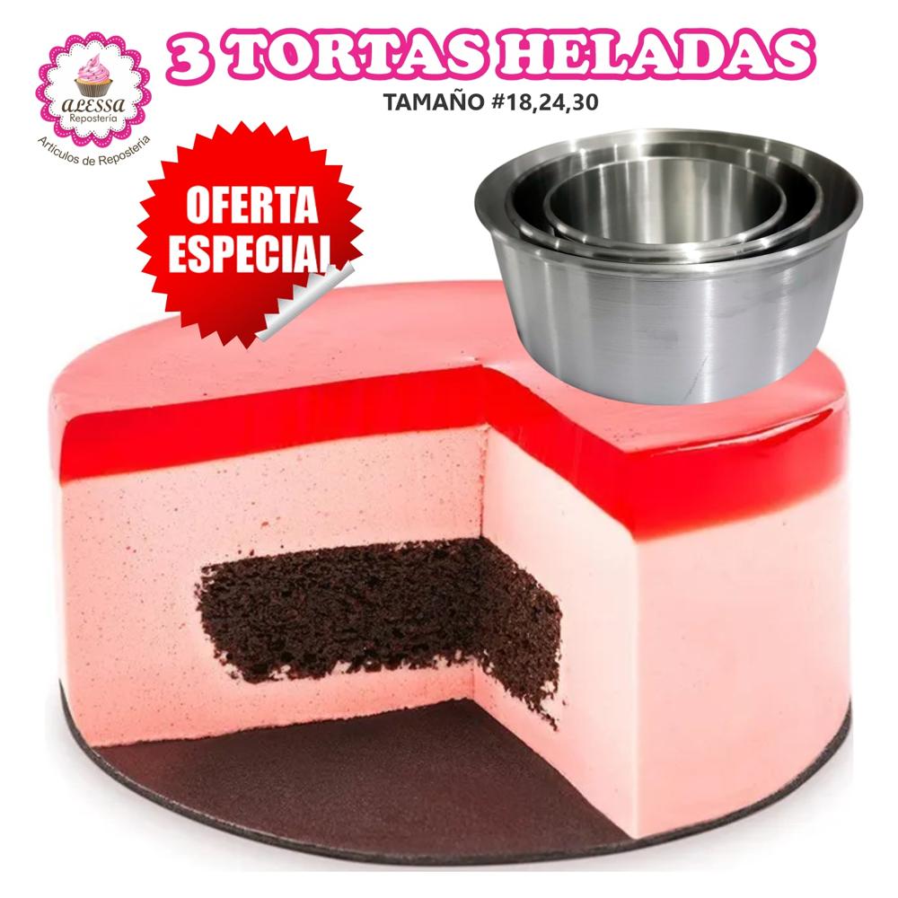Set de 3 Moldes de Torta Helada Número 18-24 y 30 para Repostería