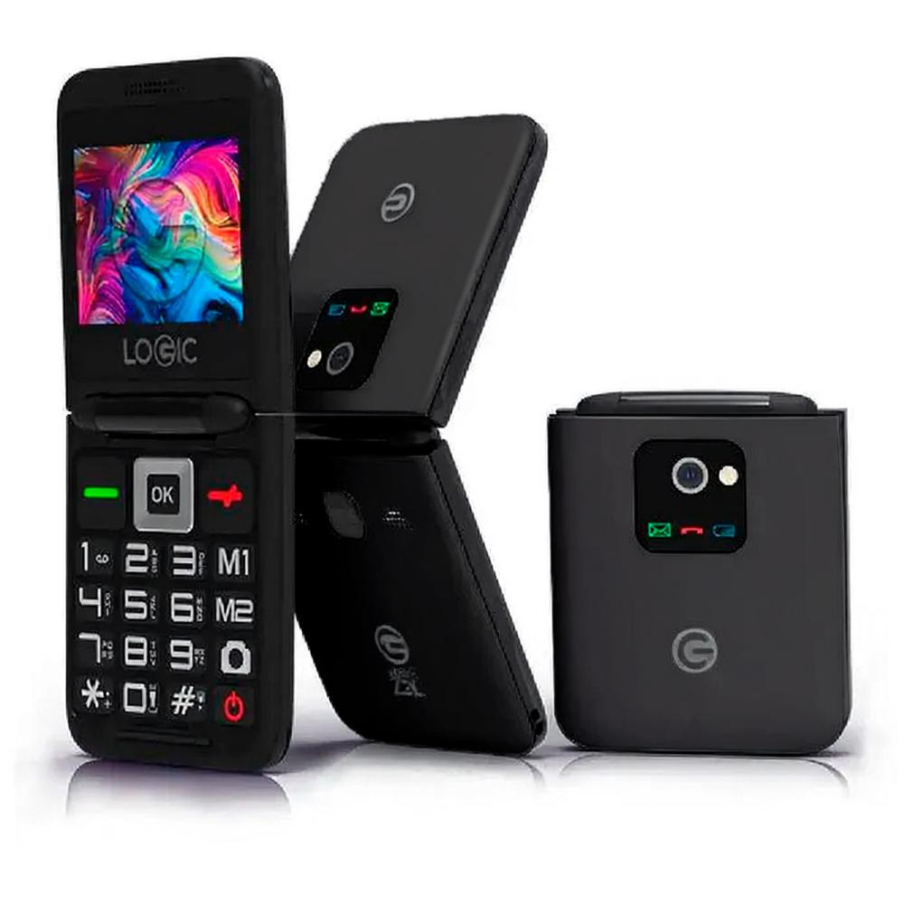 Logic Z3l 4g Celular Plegable Botones Grandes Sos Dual Sim Negro
