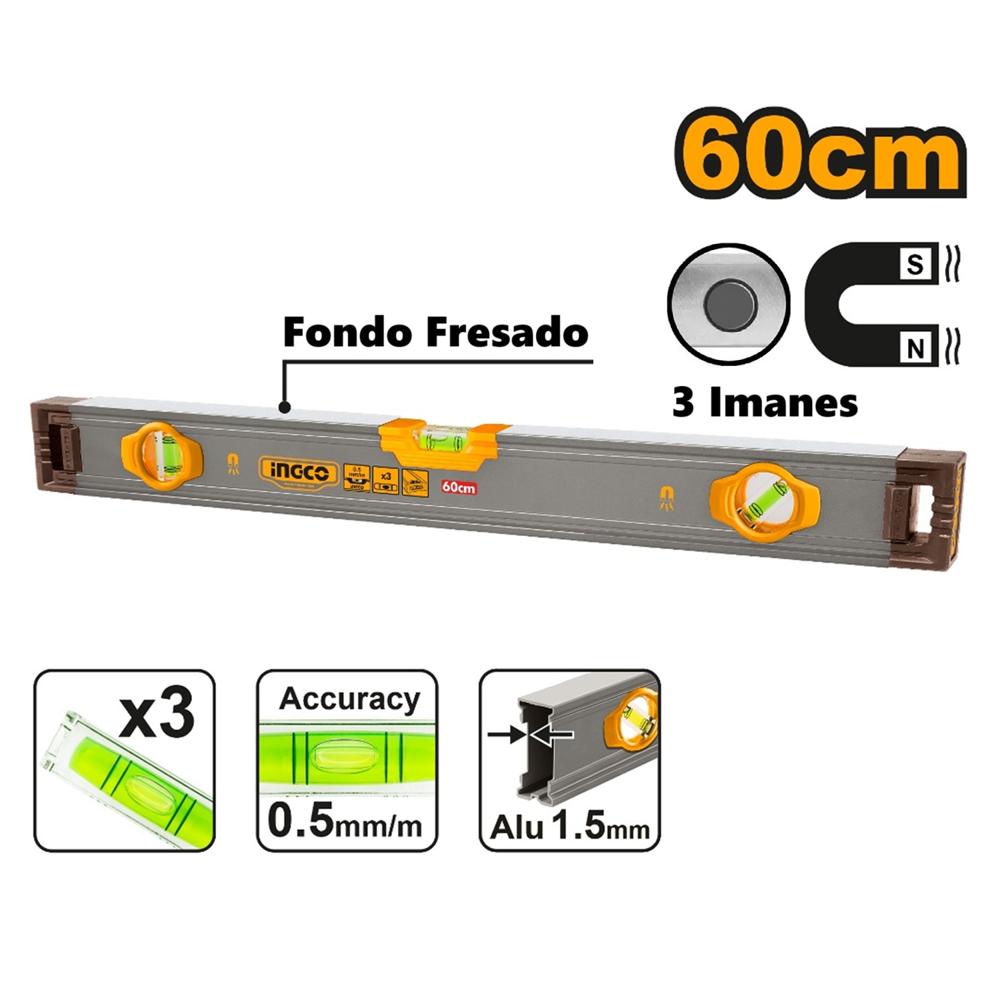 Nivel Profesional Magnético de 60 cm de Aluminio Ingco HSL38060M