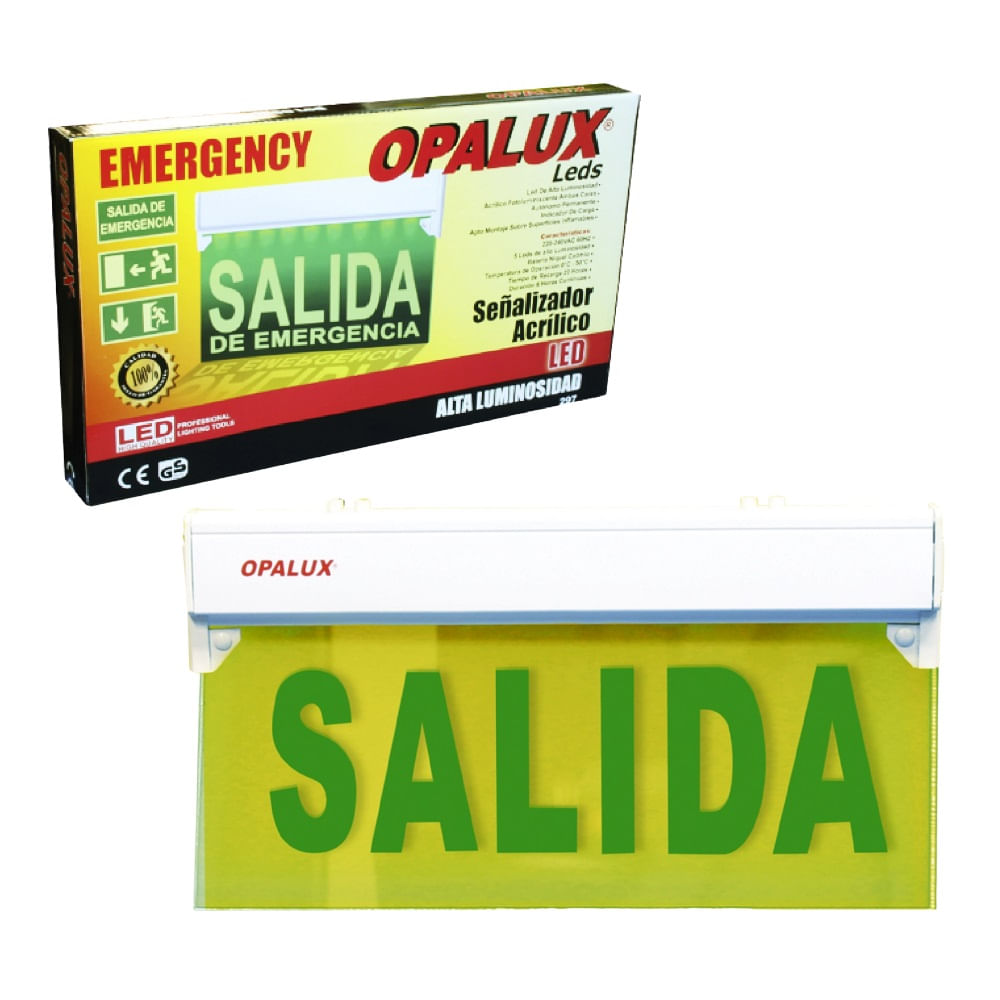 Señalizacion LED De Salida Acrilico 68Cm X 35Cm OP-297GR-S