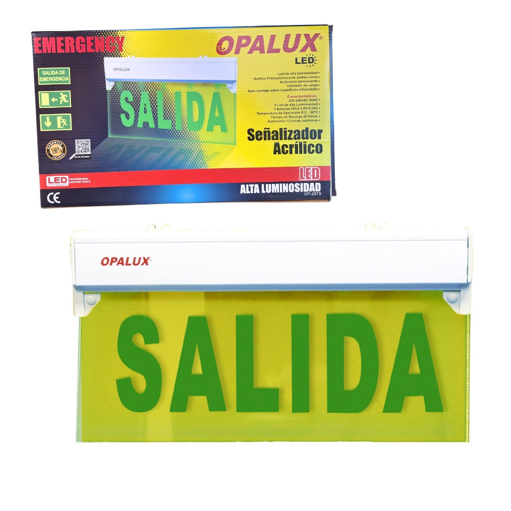 Señalizacion LED De Salida Acrilico 35Cm x 22Cm OP-297S