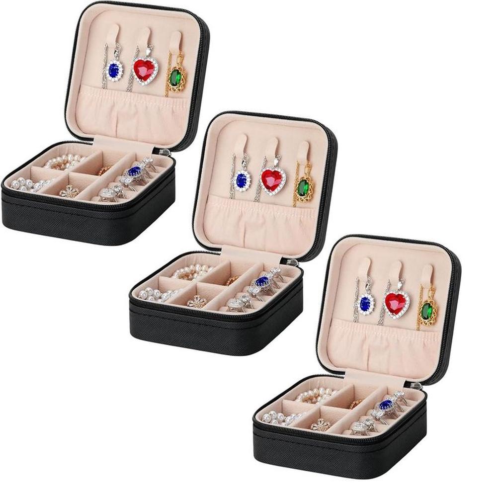 Pack x 3 Mini Organizador de Joyas de Viaje Portátil Color Negro