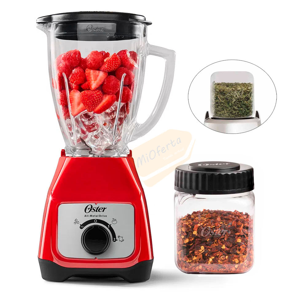 Licuadora Oster Vaso de Vidrio BLSTKAGRRD más Mini vaso Picatodo Licuadora Oster Vaso de Vidrio BLSTKAGRRD más Mini vaso Picatodo