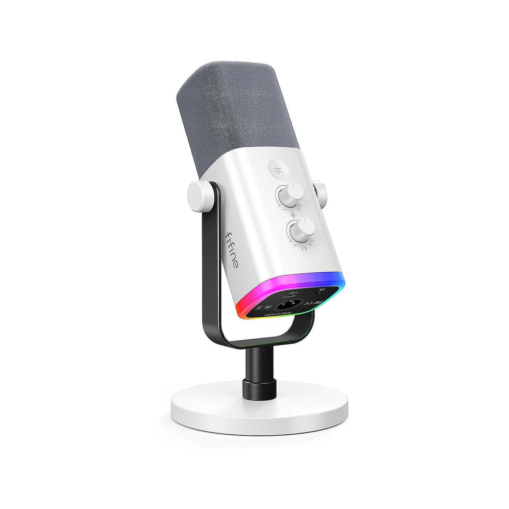 Micrófono Fifine Ampligame AM8 RGB USB-XLR Dynamic Blanco
