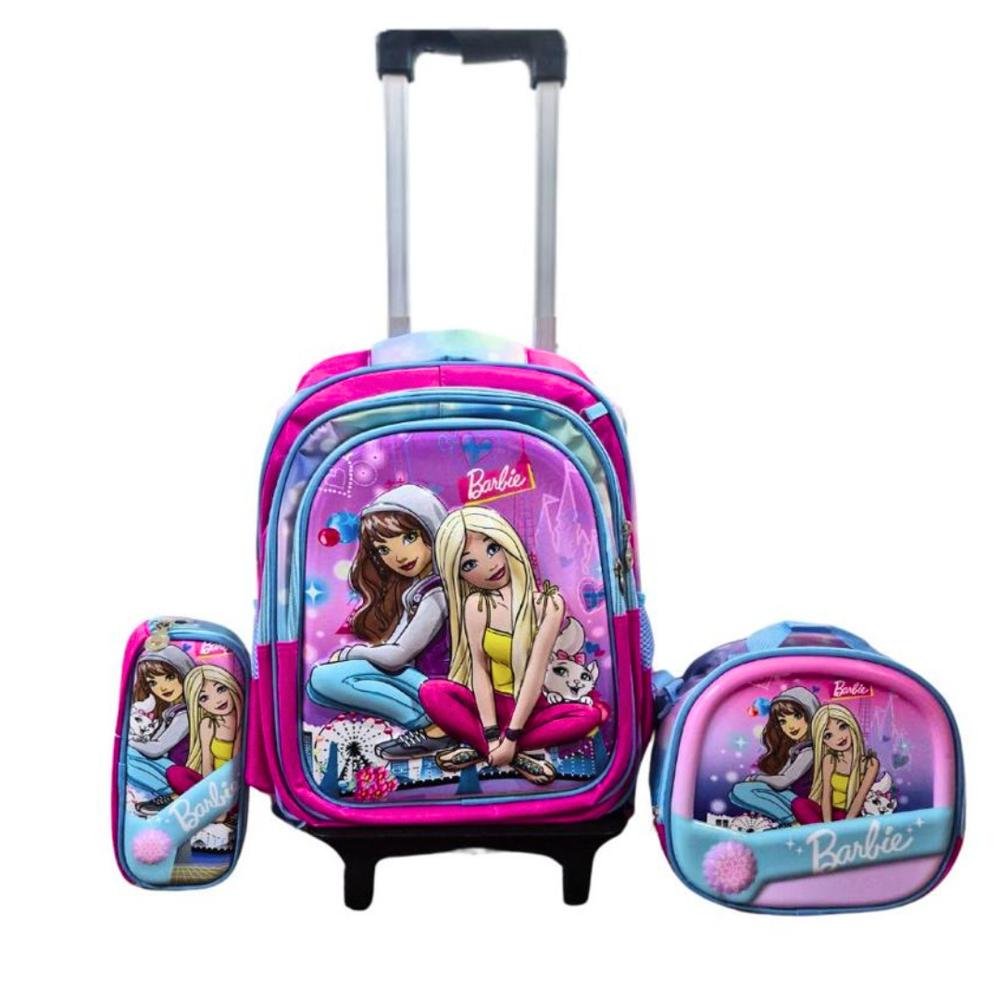 Mochila para Niñas Barbie Amigas con Ruedas Escolar Infantil Cartuchera y Lonchera Maleta Mochila para Niñas Barbie Amigas con Ruedas Escolar Infantil Cartuchera y Lonchera Maleta