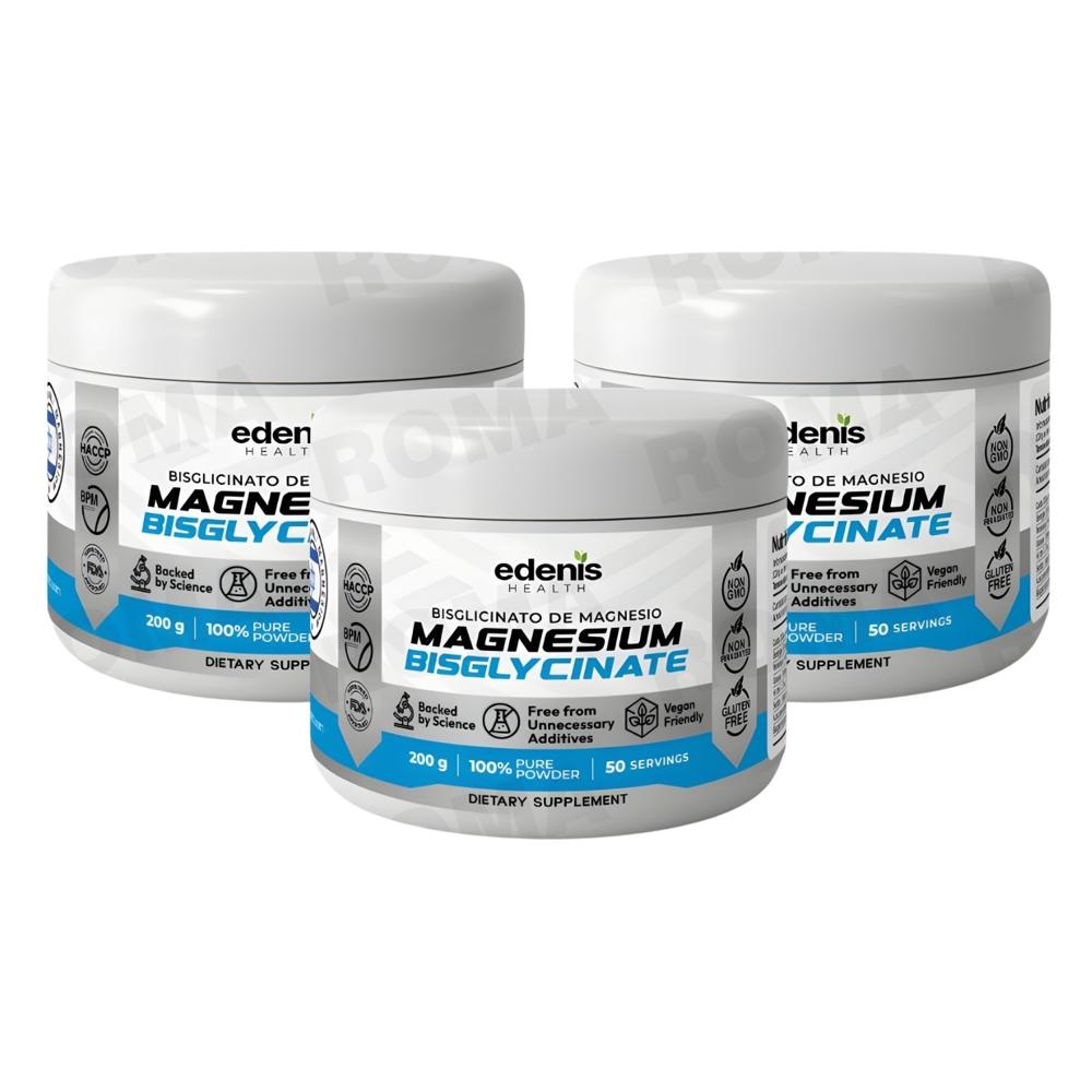 PACK 3 BISGLICINATO DE MAGNESIO 200G EN POLVO EDENIS HEALTH