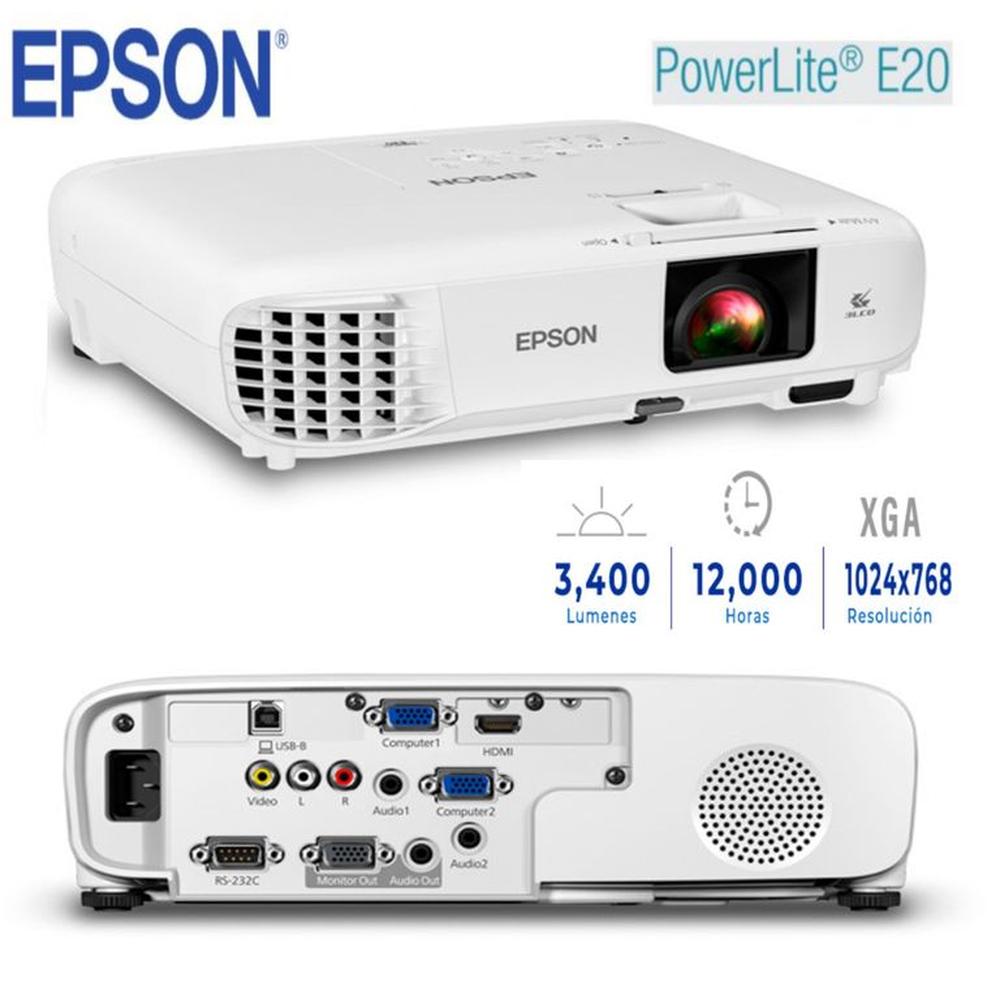 Proyector Epson PowerLite E20, 3400 Lúmenes, 1024x768 XGA HDMI