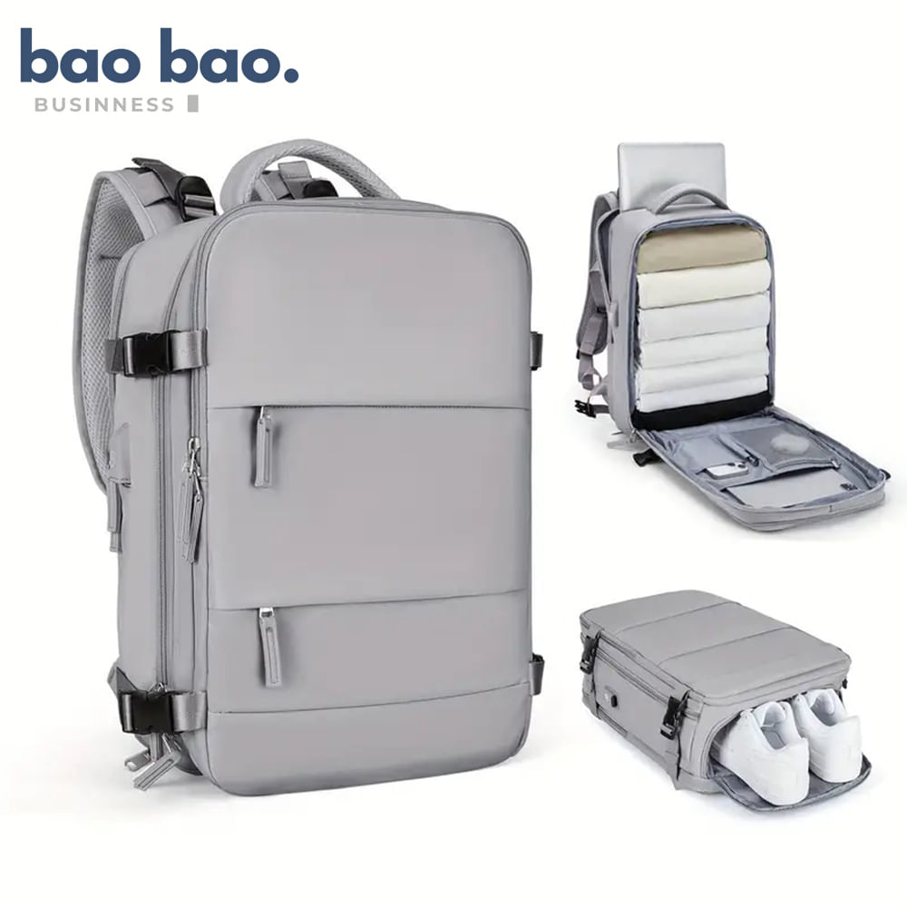 Mochila Grande de Viaje Expandible Unisex Color Gris Mochila para Avión